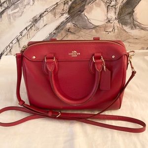 Coach Mini Bennet Leather Handbag Red Crossbody
